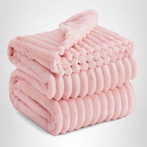 Bedsure GentleSoft Pink Throw Blanket for Couch - Birthday Gifts for Teenage Girls Sister Women Teacher Graduation Gifts, Cozy Cute Fleece Bed Throw Blanket, Coral Pink Room Home Decor, 50x60 Inches thumbnail 8
