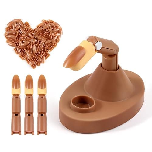 Practice Fingers Hand Acrylic Nails: 3PCS Fake Fingers to Practice Fake Nails - Manicure Acrylic Nail Hands Training Set with Base and 100PCS Brown Nail Tips for Nail Supplies - Image 1