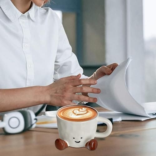 Novelty Tea Cup with Feet, Cute Water Mugs, Crea-tive Planter Ceramic Hand Kneaded Cute Coffee Mug, Durablle Thermal Coffee Cup, Decorative Desk Accessory for Offices Home thumbnail 3