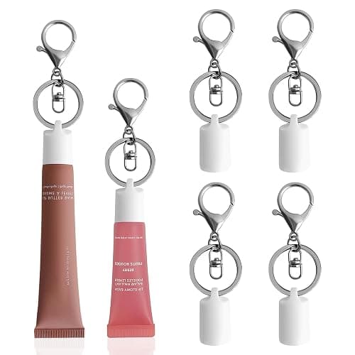 4 Pack Keychain Cap Compatible With Summer Fridays 0.5 oz & LANGIGE 0.35 oz Lip Balm,Portable Lip Gloss Charm Accessories,Keychain Cap Replacement Cover Fit For Summer Fridays - Image 1