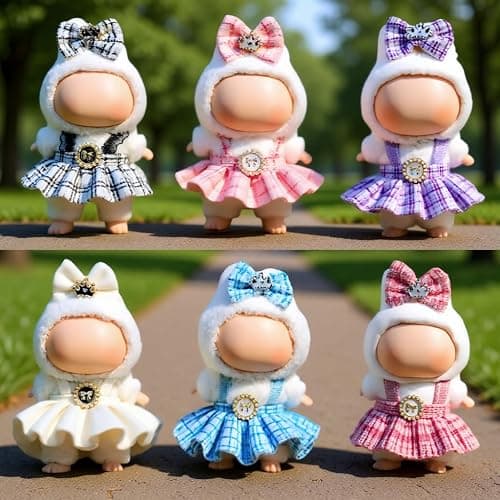 (2 Pack) Clothes for LABUBU 17cm Doll (NO Doll), Outfit for LABUBU, Dress and Hairpin Set for LABUBU Dress Up, Fashion and Premium Dolls Accessories for LABUBU thumbnail 6