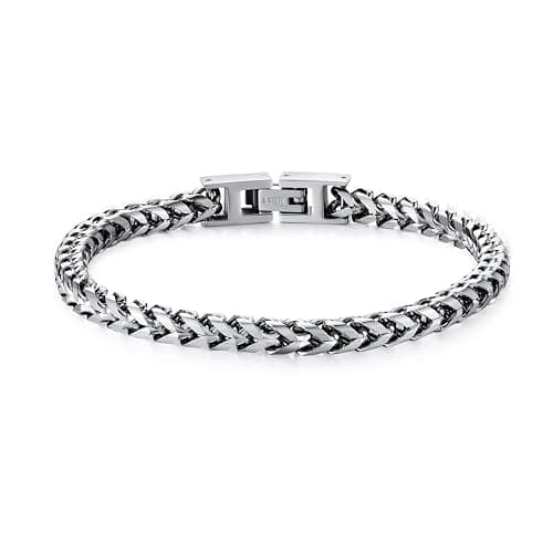 LUCKY2+7 Mens Bracelet - Stainless Steel Fold Over Clasp Franco Chain Bracelets for Men Jewelry Gifts for Dad Grandpa Husband - Image 1