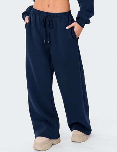 LOMON Women's Sweatpants Wide Leg Fleece Lined Sweat Pants Spring Winter Clothes 2026 Baggy Drawstring Joggers with Pockets thumbnail 2