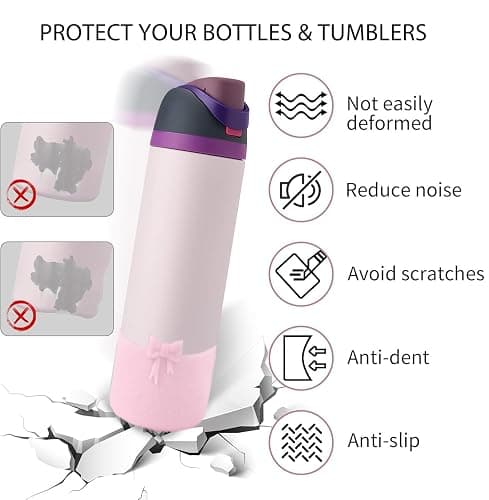 HIUSITY Bow Silicone Boot for Owala 32oz, Anti-Slip Protective Sleeve Bottom Bumper Protector for FreeSip, Twist, and Flip Stainless Steel Water Bottles Accessories,Dishwasher Safe and BPA Free thumbnail 3