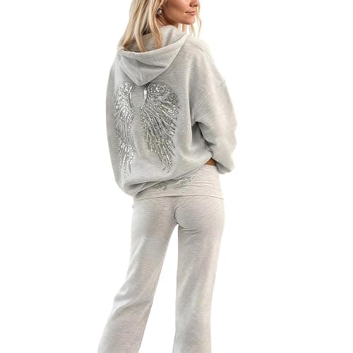 Women's Y2K Sequin Angel Wings Cardigan Oversized Hoodie - Retro Futuristic Ladies Jacket with Baggy Fit - Image 1