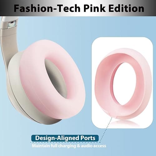 Adhiper Sweat Ear Covers for Beats Studio Pro Headphones, Silicone Headphone Case Covers for Beats Studio Pro Accessories, Washable & Sweat Proof Ear Pads Cover - Pink thumbnail 3