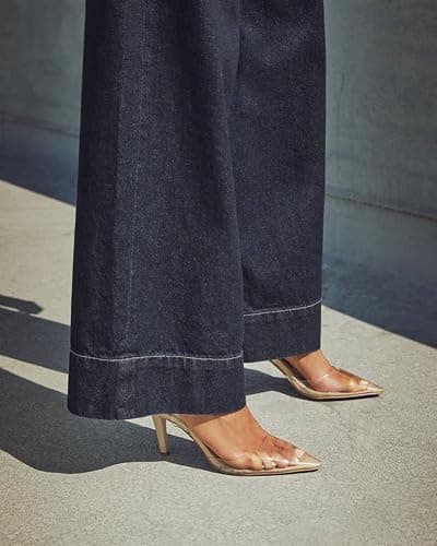 Women's High Waisted Wide Leg Jeans - Stretchy Straight Leg Denim Pants, 2025 Trendy Casual Comfort Fit thumbnail 4