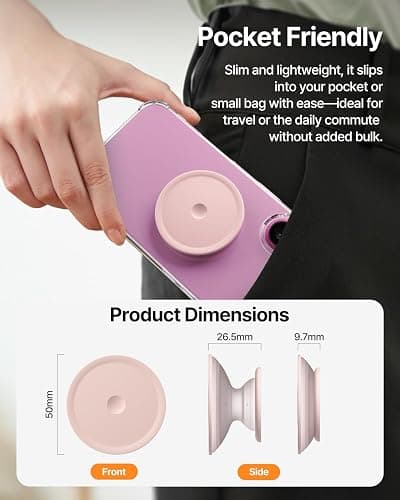 Sinjimoru Soft Silicone Phone Grip Stand, Slim Adhesive Holder, Pink | Adhesive Tap Tok, strong 3M sticker mount, comfortable one-hand use, universal fit thumbnail 6