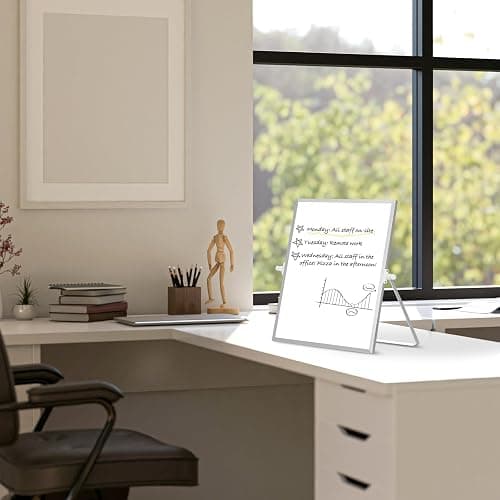 AMUSIGHT Dry Erase Magnetic White Board, 16" x 12" Double-Sided Desktop Whiteboard with Stand, Portable Small Whiteboard Set for Drawing, Office, Home, School thumbnail 2