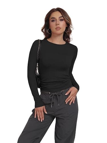 MLYENX 3 Pack Womens Long Sleeve Shirts Crew Neck Basic Stretchy Fitted Y2K Tops Going Out Fashion Clothes thumbnail 2