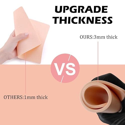 10Pcs Tattoo Skin 3MM - Urknall Fake Skin Blank Tattoo Practice Skins Double Sides Fake Skins Tattooing for Beginners and Tattoos Artists Tattooing Supplies thumbnail 3
