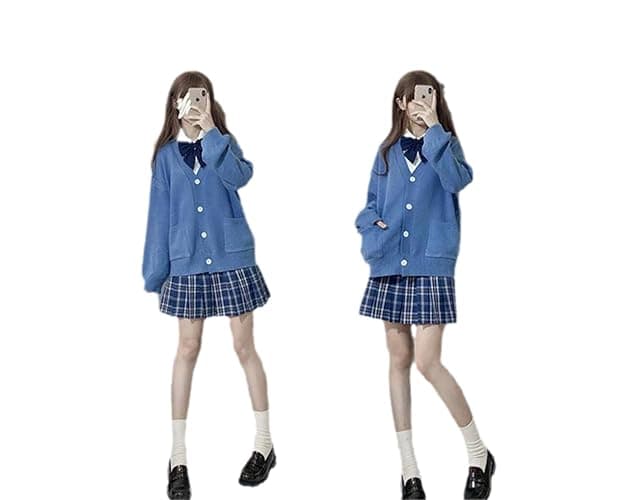 TXYJJP Womens Japanese Cute Kawaii Knitted Cardigan Sweater Cosplay Long Sleeve Button Down JK School Uniform Jacket thumbnail 2