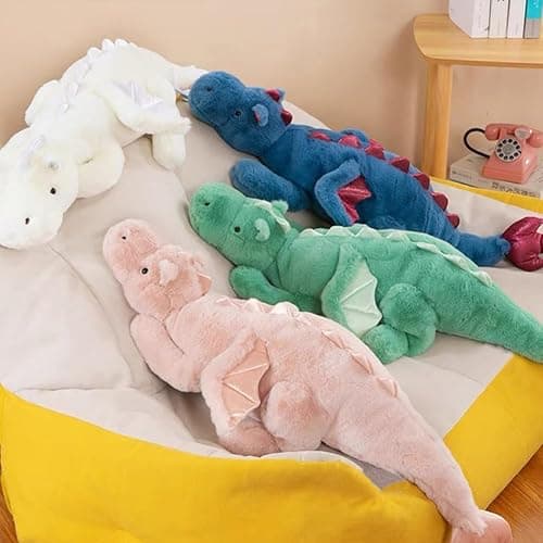 Leahaoe Weighted Dragon Stuffed Animal, Soft and Sturdy Weighted Stuffed Animals for Kids and Adults, Medium White Dragon Stuffed Animal(35.4" 5Lbs) thumbnail 7