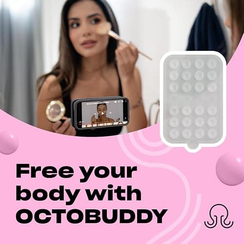 OCTOBUDDY Double - Silicone Double-Sided Suction Phone Case - Transparent | Detachable Mount - Hands-Free, Strong Grip Holder for Selfies & Videos - iPhone & Android Compatible - 2.5″ x 3.75″ thumbnail 3