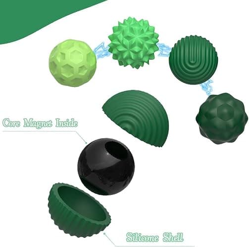 Magnetic Sensory Fidget Balls (8PCS), Weighted Magnet Balls Fidget Toys for Teens Adult ADHD Autism Anxiety, Quiet Stress Relief Office Desk Gadgets, Hand Therapy Sensory Toy Items Gift (Green) thumbnail 3