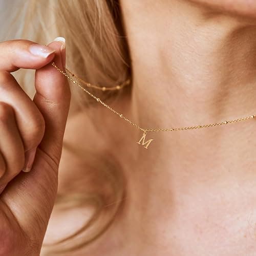 GRCLD Initial Necklaces for Women - 14K Gold Silver Plated Letter Necklace Name Personalized Dainty Fashion Chain Non Tarnish Single Cute Pendant Necklace Charm Jewelry Gift for Women Her thumbnail 3