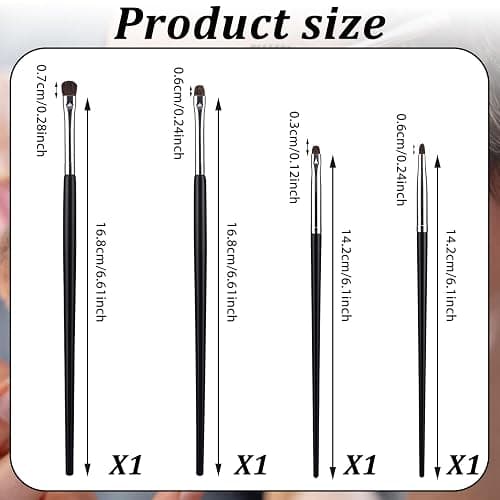 4Pcs Eye Makeup Brush Sets Mini Smudge Brush for Eyeliner Eyeshadow Brushes Eyeliner Brushes for Powder Gel Cream Liquid Concealer brush Eyeliner Blending Corner Highlighter Soft Natural Pony Hair (4) thumbnail 2