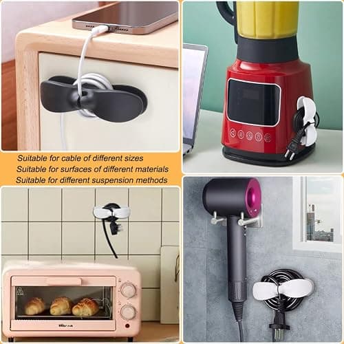 SisBroo Cord Organizer for Appliances, 4PCS Kitchen Appliance Cord Winder Cable Organizer, Cord Holder Cord Wrapper for Appliances Stick on Pressure Cooker, Mixer, Blender, Coffee Maker, Air Fryer thumbnail 7