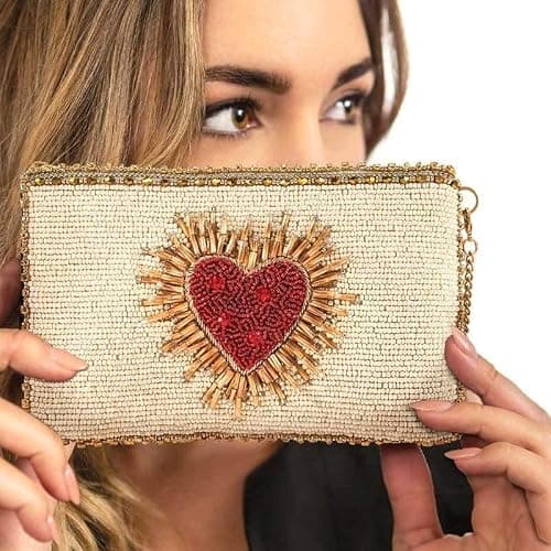 Mary Frances Heart Burst Beaded Crossbody Cell Phone Bag Clutch Novelty Evening Purse, Multicolor thumbnail 2