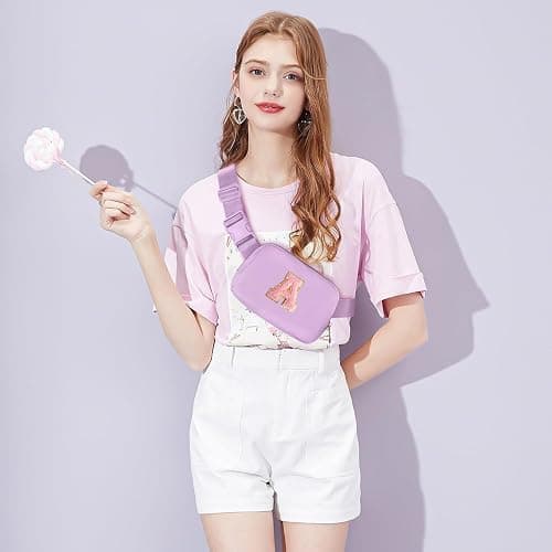 Gitus Initial Belt Bag Fanny Pack Crossbody Bag for Girls Birthday Gifts Age 8-10 Teen Girl Gifts Trend Stuff Personalized Letter Gifts for Daughter Sister (Lavender-A) thumbnail 2