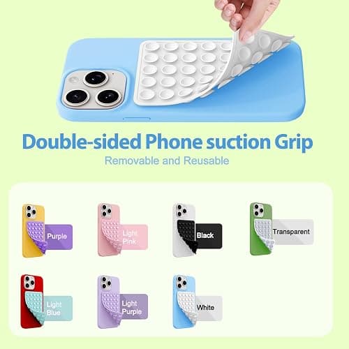 2 Pack Silicone Octo Cup Buddy Sticky Grip Holder for Cellphone, Silicone Suction Cup Phone Case Mount Double Sided, Hands-Free Phone Accessories Strong Grip Holder for Selfie and Video (Dark White) thumbnail 6