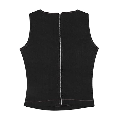MINGSEECESS Women Sexy Irregular Hollow Out Cutting Denim Crop Tank Top Sleeveless Back Zipper Vest Clubwear thumbnail 5