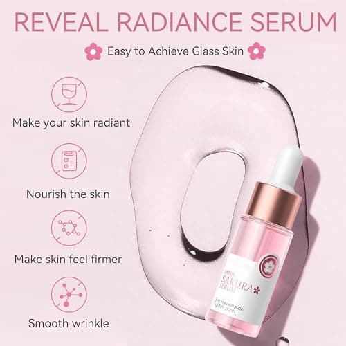 Skincare Set Sakura Teen Girls Gifts - Skin Care Set - Skincare for Teens 10-12 Hydrating - Travel Size Facial Kit for Women with Cleanser,Serum,Cream,Bunny Headband,Cleansing Brush（5pcs） thumbnail 3