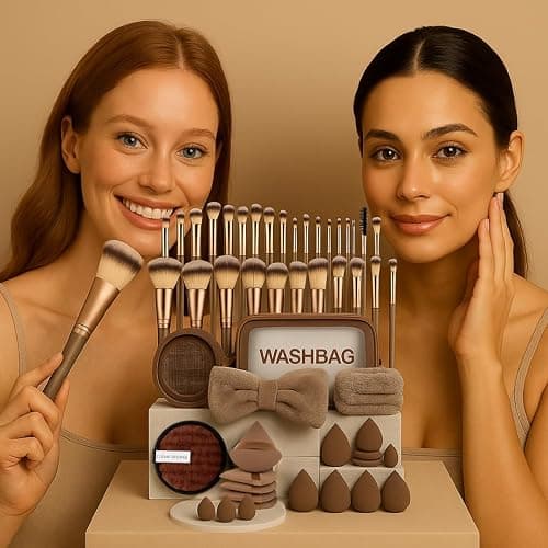 56-teiliges Make-up Pinselset mit Schwämmen, Stirnband & Tasche – Profi-Qualität thumbnail 9