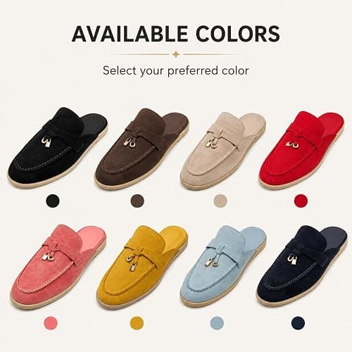TWODNAWK Women's Retro Suede Flat Mules with Tassels Comfortable Slip-on Pointed Toe Lightweight Non-Slip Flat Slippers for Casual Dating Daily thumbnail 7