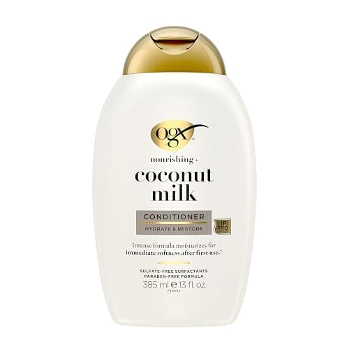 OGX Nourishing + Coconut Milk Conditioner, Hydrating & Restoring Conditioner Moisturizes for Soft Hair After the First Use, Parabens-Free, Sulfate-Free Surfactants, 13 fl. Oz - Image 1