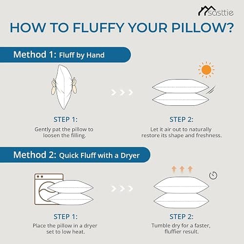 Sasttie Pillows Queen Size Set of 2, Bed Pillows for Side, Back, and Stomach Sleepers - Oeko-Tex Certified Down Alternative Plump Filling - Hotel Quality and Machine Washable, 2 Pack thumbnail 9