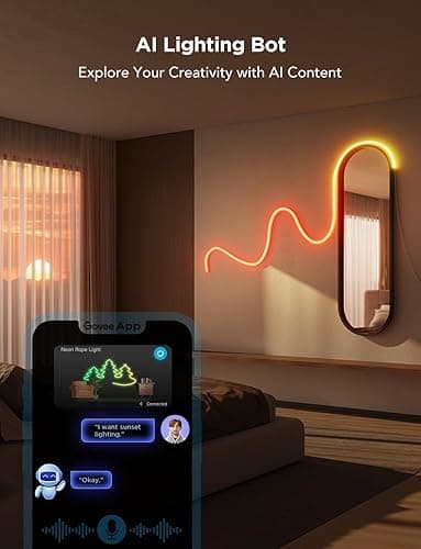Govee Neon Rope Light 2, 5m RGBIC Neon LED Strip Lights with Shape Mapping, Work with Matter, Alexa and Google Assistant, LED Rope for Wall Decor - 5m thumbnail 7