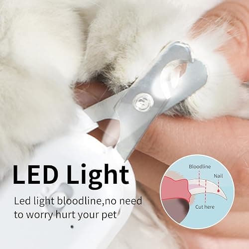 PAKEWAY Pet Nail Clipper with LED & -U-V Light, Cat Claw Trimmer with Ultra Bright LED Light for Nail Bloodline to Avoid Over Cutting, Sharp Angled Blade Grooming Tool for Dog Cat Rabbit Small Animals thumbnail 2