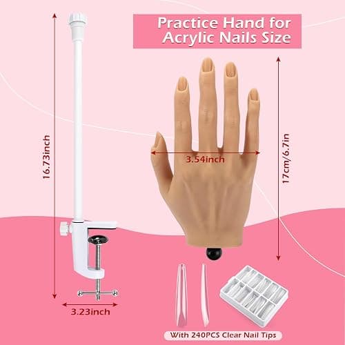 LIONVISON Practice Hand for Acrylic Nails, Realistic Silicone Nail Hand Practice, Flexible Fake Nail Mannequin Training Hand for Nail Practice, Acrylic Nail Art Practice Tool (with Visible Joints) thumbnail 4