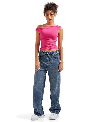 SUUKSESS Women Off Shoulder Tops Sleeveless Shirts Y2K Going Out Crop Tank Top thumbnail 6