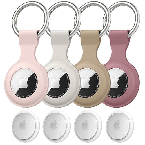 4 Pack Airtag Case Holder for Apple Air Tag, Airtag Case with Anti-Lost Keychain, Silicone Protective Cover for Kids' Backpacks, Dog Collars, Luggage, Multi-Color Protective AirTag Accessories thumbnail 2