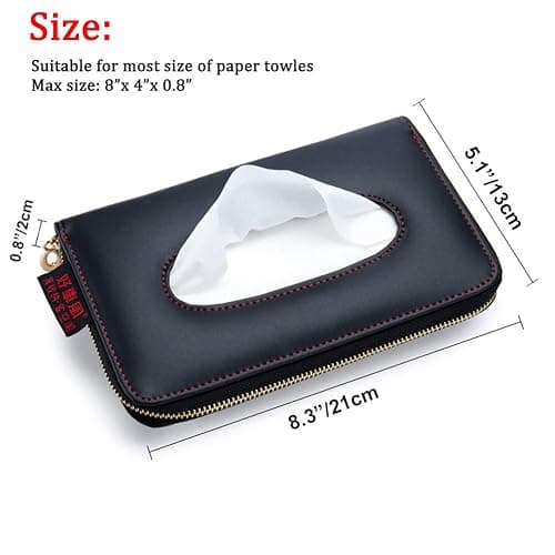 Car Tissue Holder, Car Visor Tissue Holder, Perfect Solid Color Auto Tissue Box, Tissue case Holder for car (Black) - Black thumbnail 2