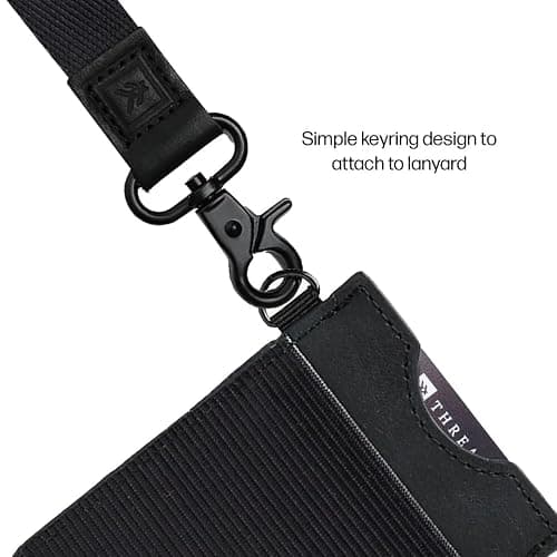 Thread Wallets Ultra Slim Wallet Vertical Leather Card Sleeve Wallet Thin Card Holder Minimalist Card Holder Wallets RFID Secure Black thumbnail 3