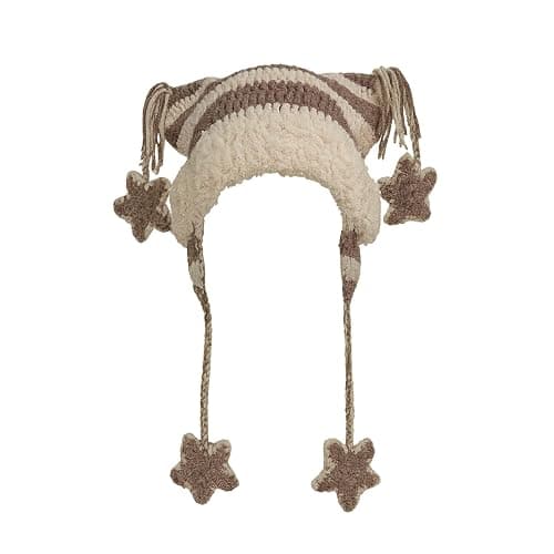 Y2k Beanie Knitted Hat Cute Cat Beanie Warm Loose Crochet Hat Women - Image 1