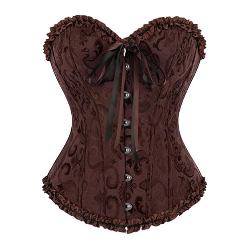 frawirshau Women's Lace Up Boned Overbust Corset Bustier Lingerie Bodyshaper Top - Image 1
