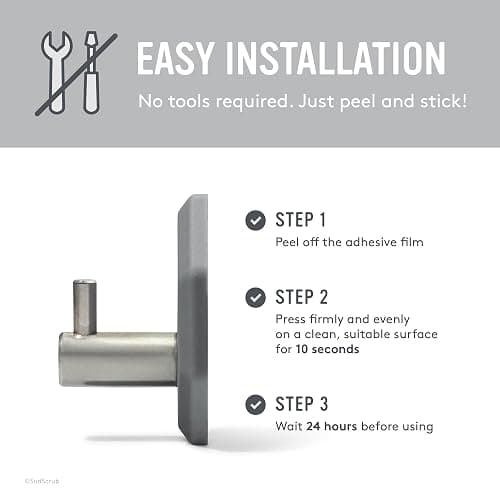 Sud Scrub Antimicrobial Shower Hooks, Self Adhesive, Heavy Duty Removable, Stick On for Hanging, Bathroom Towel Hook (Charcoal) thumbnail 6