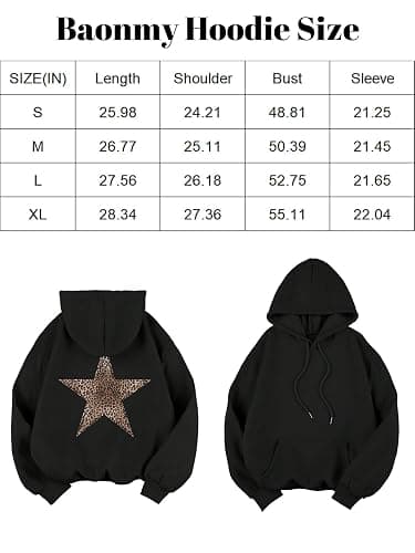 Baonmy Oversized Hoodies Women Star Leopard Print Hooded Preppy Fleece Sweatshirt Long Sleeve Y2K Graphic Hoodie with Pockets thumbnail 6