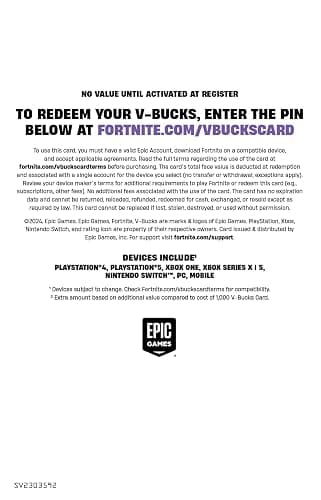 FORTNITE Digital V-Bucks 5000 - PlayStation/Xbox/Nintendo Switch/PC/Mobile [Digital Code] thumbnail 2
