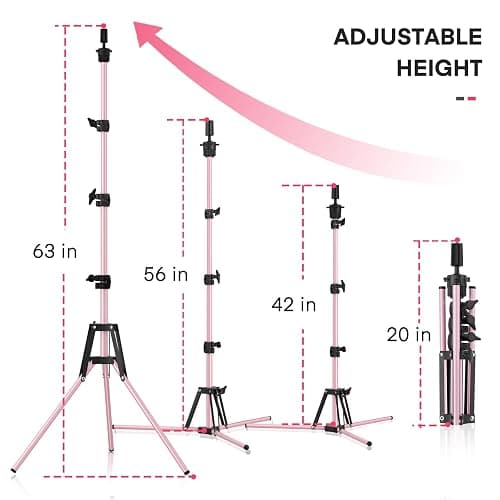 Pet Baby Mannequin Head Stand, Adjustable Wig Stand, Reinforced Metal Mannequin Head Stand for Cosmetology Hairdressing Training, Pink thumbnail 3