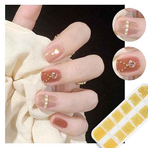 Gold Nail Charms Caviar Beads for Nails 6 Sizes Gold Beads for Nails | 0.8mm Gold Nail Charms Gold Beads for Nails Caviar Beads for Nails Gold Balls for Nails Nail Art Decoration Charms for Nails thumbnail 8