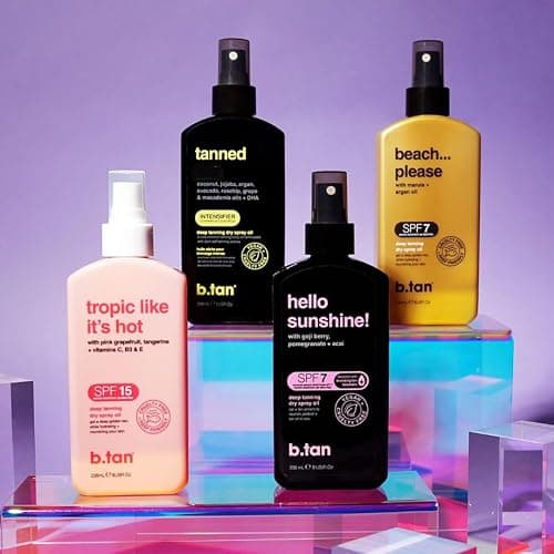 b.tan SPF 7 Tanning Oil | Hello Sunshine - Deep Suntan Dry Spray, Best Outdoor Browning Body Mist, Packed with Moisturizing Goji Berry, Pomegranate + Açai, Austrailian Brand, 8 Fl Oz thumbnail 6