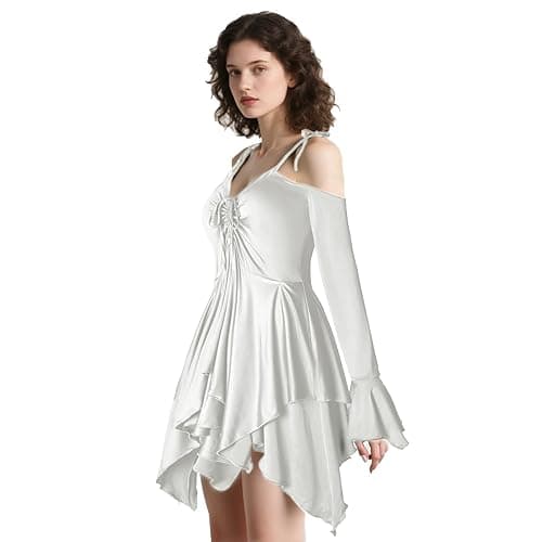 Usthirit Renaissance Fairy Dress Women's Gothic Off Shoulder Handkerchief Dress - XX-Large - Z3831wh thumbnail 2