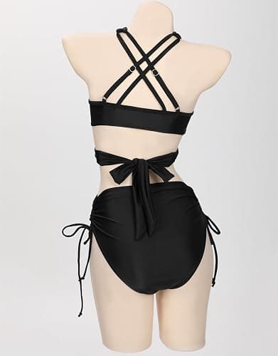 Meowcos Women's Bikini Sets Gothic Bathing Suit Fishnet Designed Two Piece Swimsuit thumbnail 3