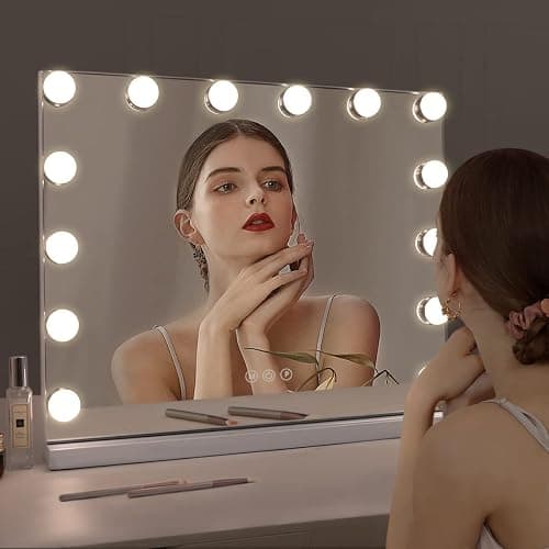 Fenair Hollywood Vanity Mirror with Lights Lighted Makeup Mirror with 14 Dimmable LED Bulbs,Adjustable Brightness,Touch Screen, USB Port,Tabletop thumbnail 8