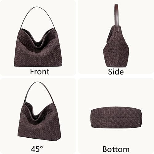 JYG Women's Woven Suede Tote Bag Slouchy Shoulder Bags Trendy Crescent Satchel Purse 2025 thumbnail 4